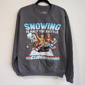 80s Tees GI Joe Snowing is Half the Battle Pullover Crew Neck Sweater Grey Small